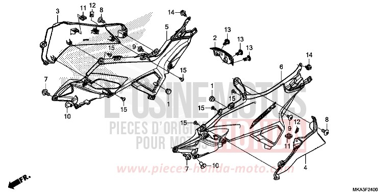 SEITENABDECKUNG von NC750X "Meca" MAT GUNPOWDER BLACK METALLIC (NH436) von 2016